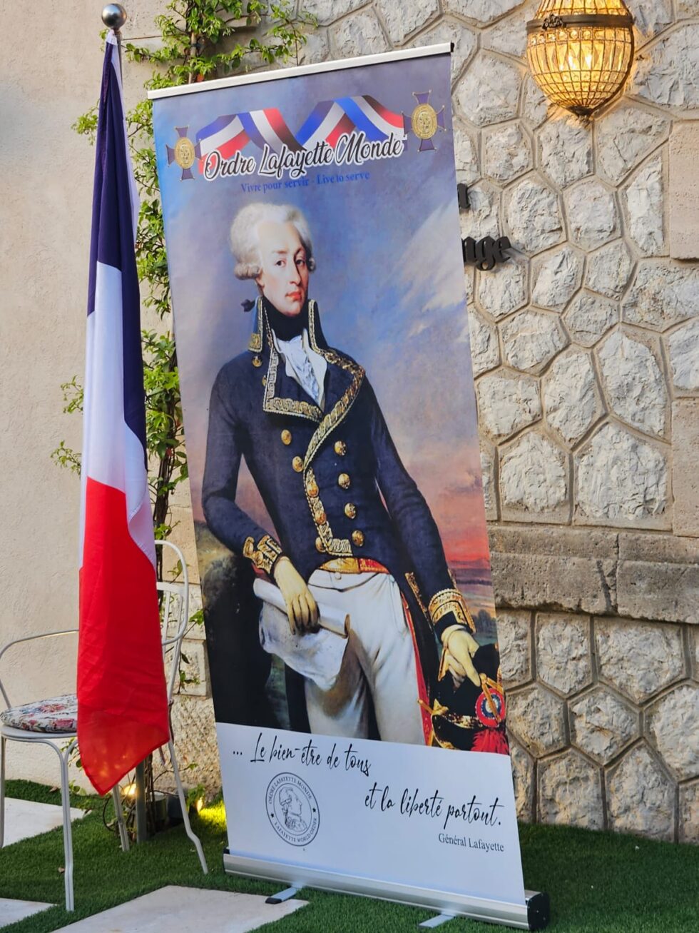 Portrait de La Fayette et drapeau